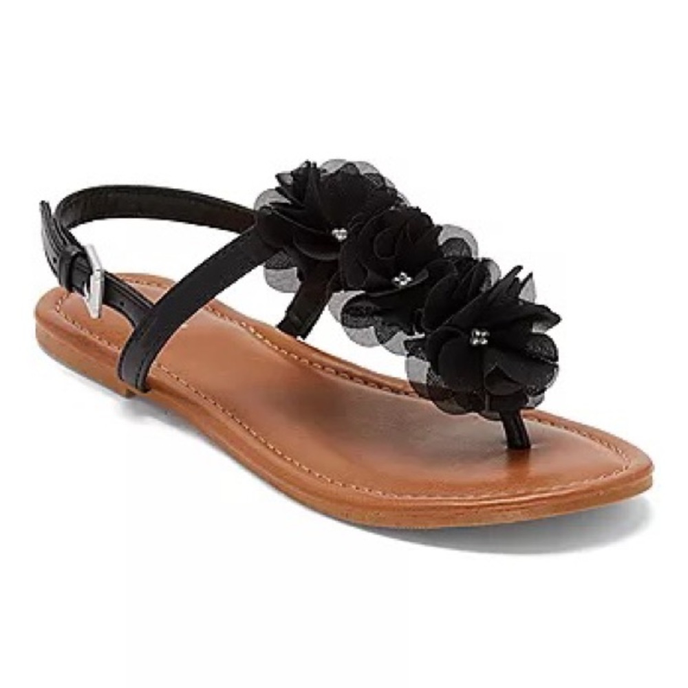 NWT Black Flower Sandals 9.5